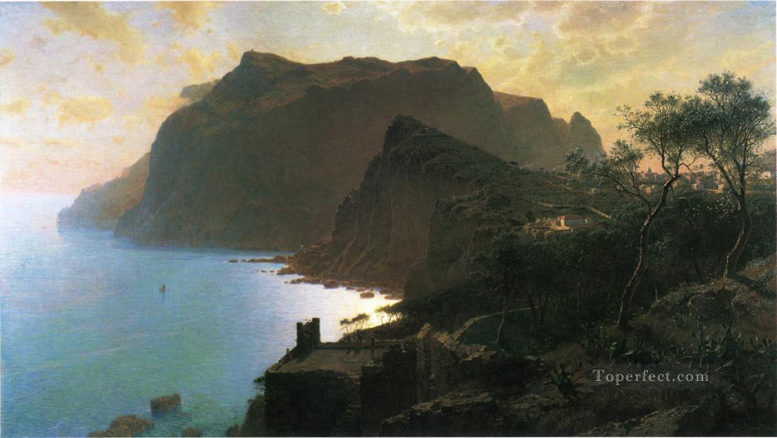カプリ島の海からの風景 ルミニズム ウィリアム・スタンリー・ハセルティン油絵